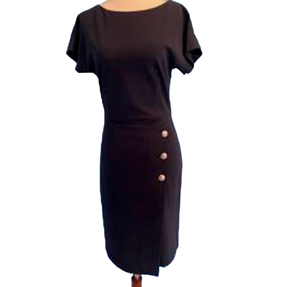 NWT Made in Portugal BOSS Hugo Boss Datera Minimalist Shift Dress Dark Blue 0